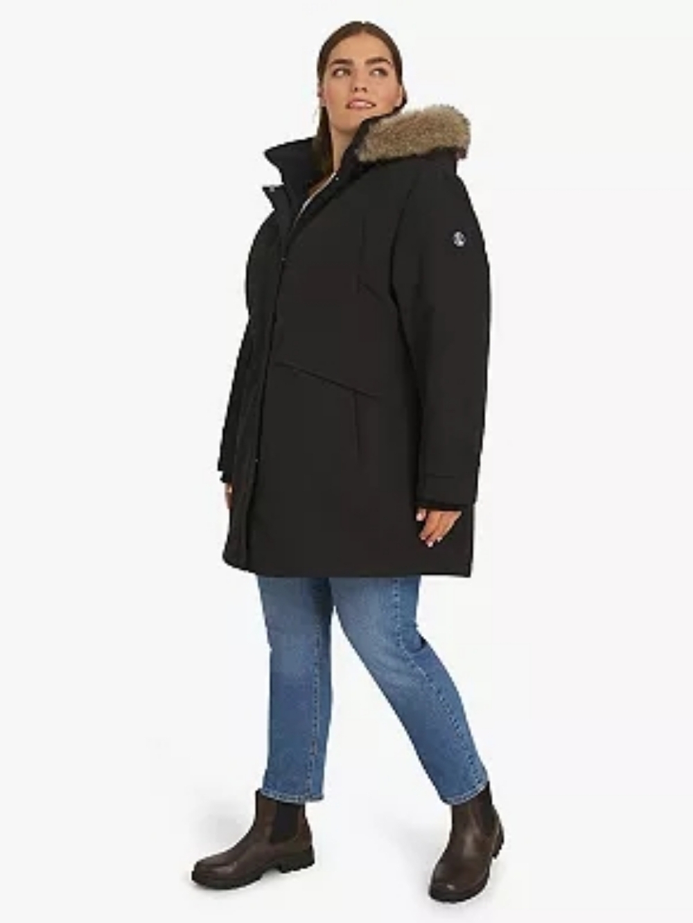 NWT Lands' End Black Parka with Detachable Hood 1X or 2X